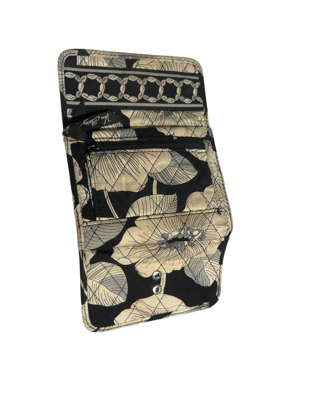 Vera Bradley  Quilted Wallet Organizer in Black and Cream